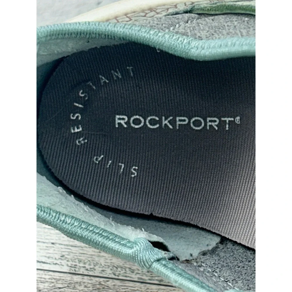 ECCO Biom Women Grey Sage Green Slip On Sneakers Crackle Pattern Sz 38 EU 7.5 US